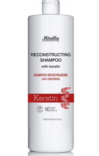 Mirella Professional Reconstructing Shampoo - Відновлюючий шампунь з кератином 1000 мл