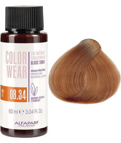Alfaparf Color Wear Liquid - Тонирующая жидкая краска 60 мл 08.34 - Светлый блонд золотисто-медный