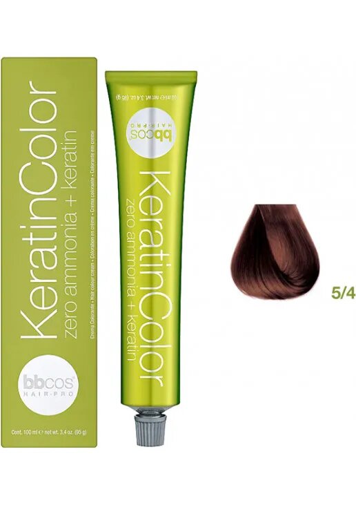 Купити BBcos Keratin Color Hair Cream - Безаміачна фарба для волосся 5/4 - Каштановий світлий мідний Артикул: 000015707 Фото повноекранне №1