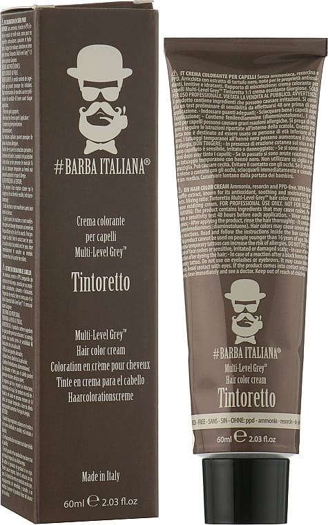Купить Barba Italiana Tintoretto Multi Level Grey - Крем-краска для волос для мужчин 60 мл nr.6 - Темно-русый Артикул: 000013717 Фото на весь экран №1