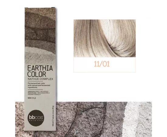 Купити BBcos Earthia Color - Фарба для волосся без аміаку 100 мл 11/01 - Попелястий екстра-блонд Артикул: 000016209 Фото повноекранне №1