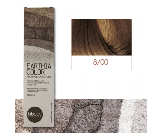 Купити BBcos Earthia Color - Фарба для волосся без аміаку 100 мл 8/00 - Насичений світло-русявий Артикул: 000016120 Фото повноекранне №1