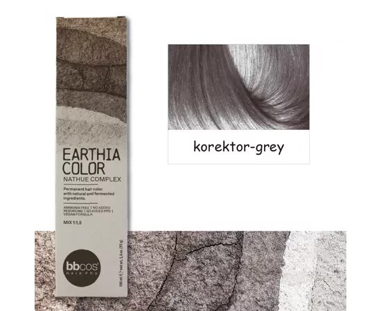 Купити BBcos Earthia Color - Фарба для волосся без аміаку 100 мл GREY графіт Артикул: 000017011 Фото повноекранне №1