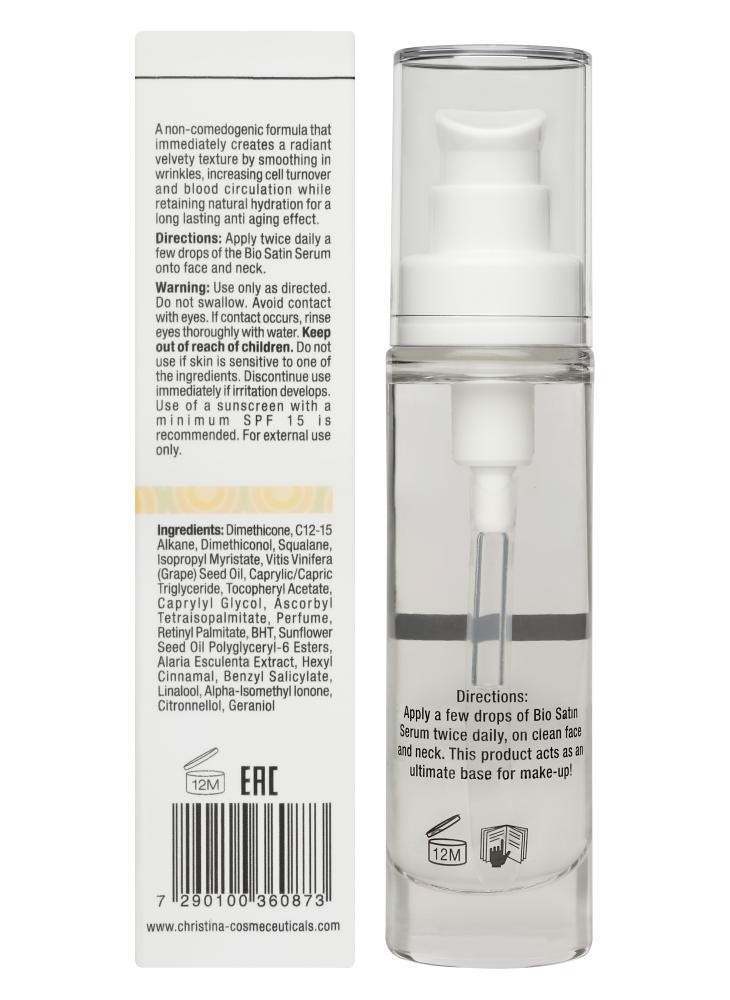 Купить CHRISTINA Bio Satin Oil - Серум-масло Био сатин для нормальной и сухой кожи 30 мл Артикул: 000001548 Фото на весь экран №4