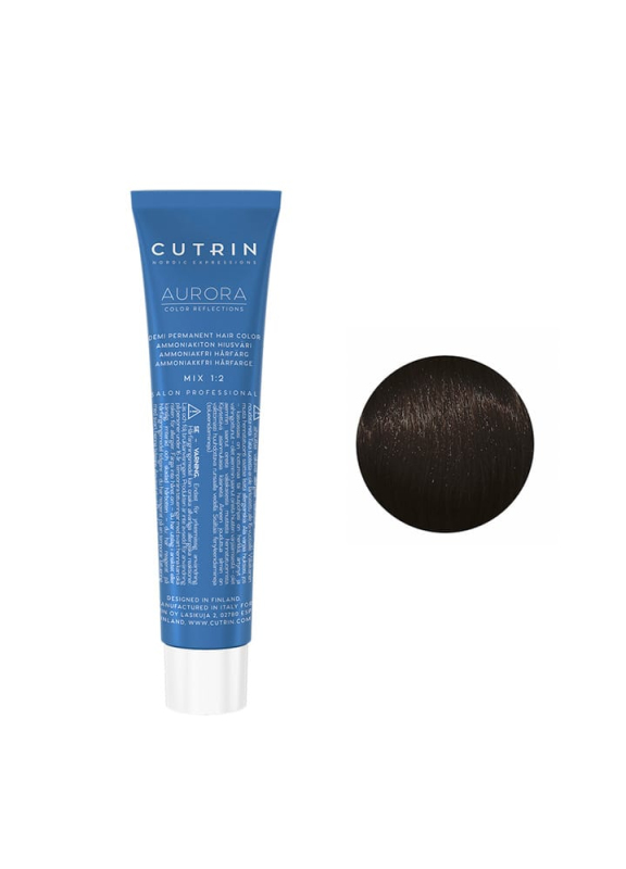 Купить Cutrin Aurora Demi Color - Безаммиачная краска для волос 60 мл 4.16 Темный камень Артикул: 000015542 Фото на весь экран №1