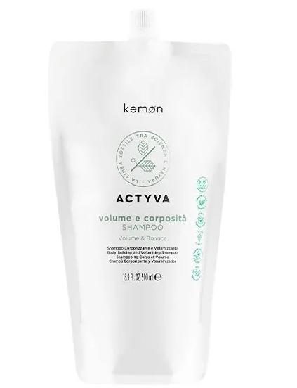 Купити Kemon Actyva Volume e Corposita Shampoo - Ущільнюючий шампунь для тонкого волосся 500 мл рефіл (м'яка упаковка) Артикул: 000016024 Фото повноекранне №1