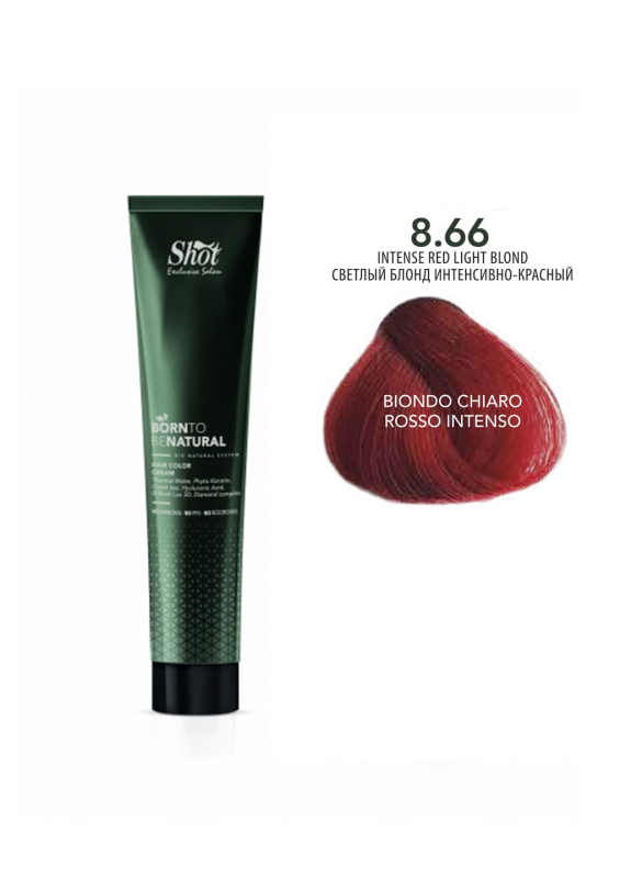 Купити Shot Born To Be Natural - Крем-фарба без аміаку 100 мл 8.66 - Світлий блонд інтенсивно-червоний Артикул: 000014032 Фото повноекранне №1