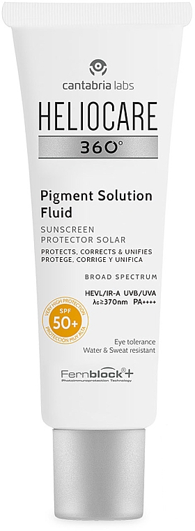 Купити Cantabria Labs Heliocare 360 Pigment Solution Fluid Spf50+ Сонцезахисний флюїд для обличчя проти плям 50 мл Артикул: 000013748 Фото повноекранне №1